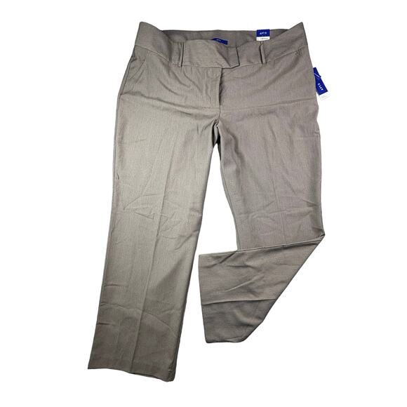 Apt 9 Dress Pants Woman's Size 22W Brown Stretch Fabric Low Rise Tummy Control - Picture 1 of 16
